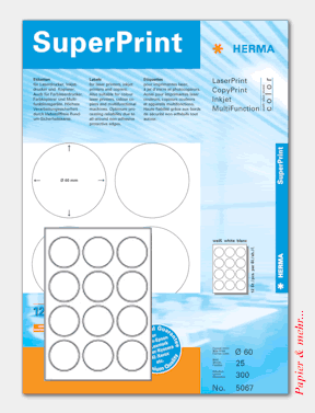 25 Blatt HERMA 5067 - runde Etiketten f&uuml;r Laserdrucker