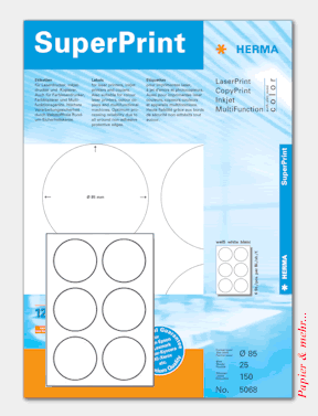 25 Blatt HERMA 5067 - runde Etiketten f&uuml;r Laserdrucker