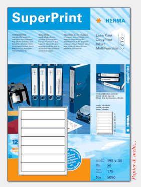 Herma Ordner-Etiketten 5090 192 x 38 mm - 25 Bogen mit je 7 Etiketten
