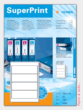 Herma Ordner-Etiketten  5095 - 25 Bogen mit je 4 Etiketten 192 x 61 mm
