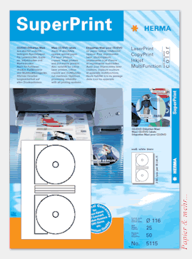 50 HERMA CD - Etiketten  5115, 116 mm mit kleinem Innendurchmesser