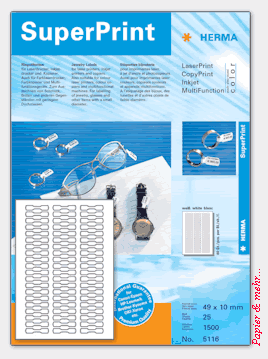 25 Bogen HERMA SuperPrint Ringetiketten 5116 - 49 x 10 mm