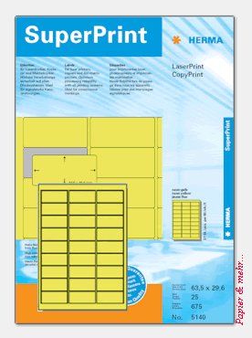 25 Bogen Laser-Etiketten 63.5 x 29.6, neon-gelb, leuchtendes gelb