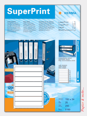 25 Bogen Ordner - Etiketten (R&uuml;ckenschilder) schmal 