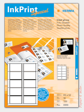 10 Bogen HERMA InkPrint 8889 - Visitenkarten-Etiketten