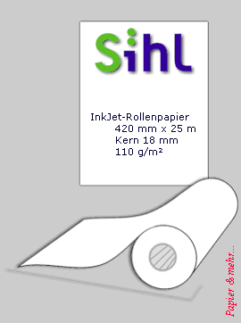 1 Rolle Sihl InkJet-Papier 110 g/m&sup2;,  42 cm 25 m - f&uuml;r Epson Drucker