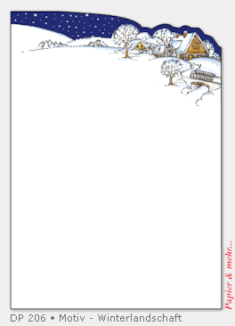 100 Bogen Motivpapier DIN A 4 - Weihnachtsmotiv Winterlandschaft Kontur