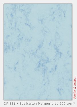 50 Bogen blau marmoriertes Kartonnpapier DIN A 4