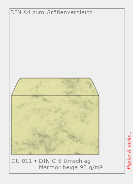 25 beige marmorierter Briefumschl&auml;ge DIN C 6 