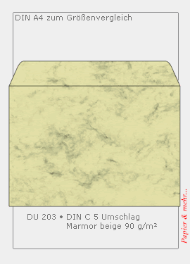 25 beige marmorierte Briefumschl&auml;ge DIN C 6 