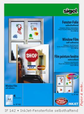 4 Bogen Sigel FensterFolie IF 142 f&uuml;r InkJet-Drucker