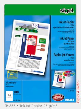 200 Blatt Sigel IP 288 - spezialbeschichtetes InkJet-Papier