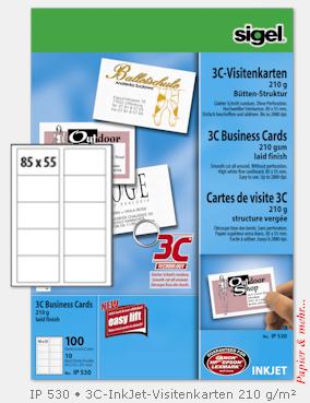10 Bogen mit je 10 Visitenkarten f&uuml;r Tinenstrahldrucker, B&uuml;ttenstruktur, IP 530