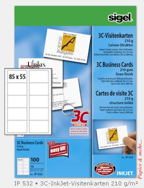 10 Bogen mit 10 Vistenkarten, Leinenstruktur, f&uuml;r Tintenstrahldrucker, IP532