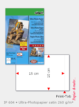 24 Blatt Ultra Photopapier Photoformat 10 x 15 cm, seidenmatte Oberfl&auml;che. 260 g/m&sup2;