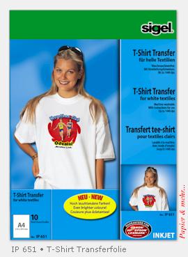 Sigel Transferfolien f&uuml;r helle Textilien  IP 651