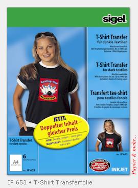 6 Bogen Sigel IP 658 T-Shirt Transferfolien f&uuml;r dunkle Textilien