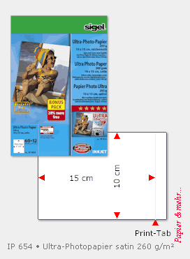 72 Blatt Ultra Photopapier im Photoformat 10 x 15 cm, seidenmatte Oberfl&auml;che, 260 g/m&sup2;