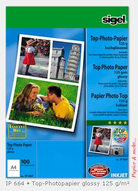 100 Blatt Sigel Top-Photo-Papier DIN A 4, gl&auml;nzend, 125 g/qm , IP 664