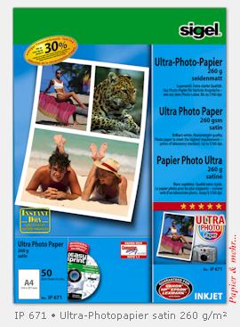 50 Bogen Ultra Photopapier DIN A 4, 260 g/qm, seidenmatt 