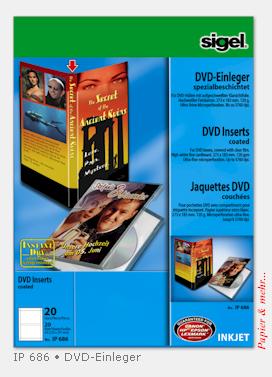 20 Blatt DVD-Einleger, DIN A 4, 120 g/qm, beschichtet f&uuml;r 5760 dpi 