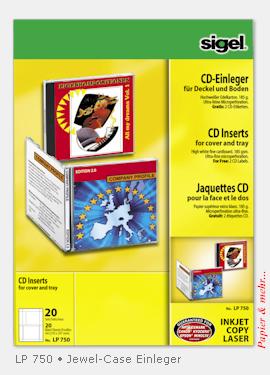 20 Jewel Case Einleger-Sets weisser Spezialkarton 170 g/qm