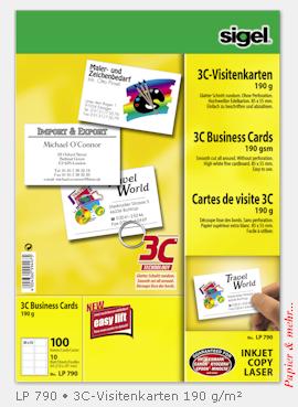 10 Bogen je 10 Sigel PC-Visitenkarten, glatt geschnitten, LP790