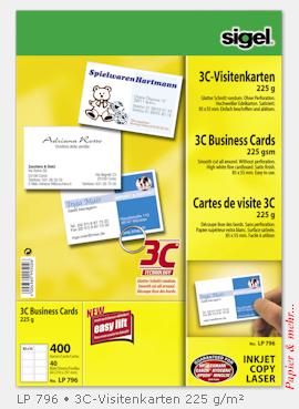 40 Bogen je 10 Sigel PC-Visitenkarten, glatt geschnitten, LP796