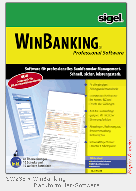 Software f&uuml;r den beleggebundenen Zahlungsverkehr Sigel WinBanking pro
