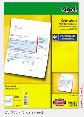 100 Sigel ZV 535 - Zahlungsverkehrsformulare Orderscheck
