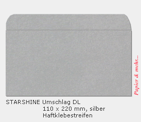 50 St�ck STARSHINE Umschl�ge DL silber - Silbermetallic farbener Briefumschlag