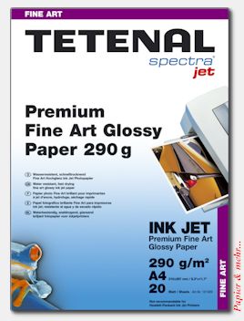 20 Bogen TETENAL Premium Fine Art Glossy Paper 290, DIN A 4, hochweiss